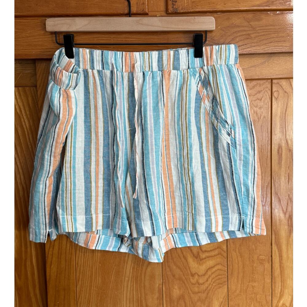 Women's BRIGGS Striped Linen Blend Pull-On Shorts XL